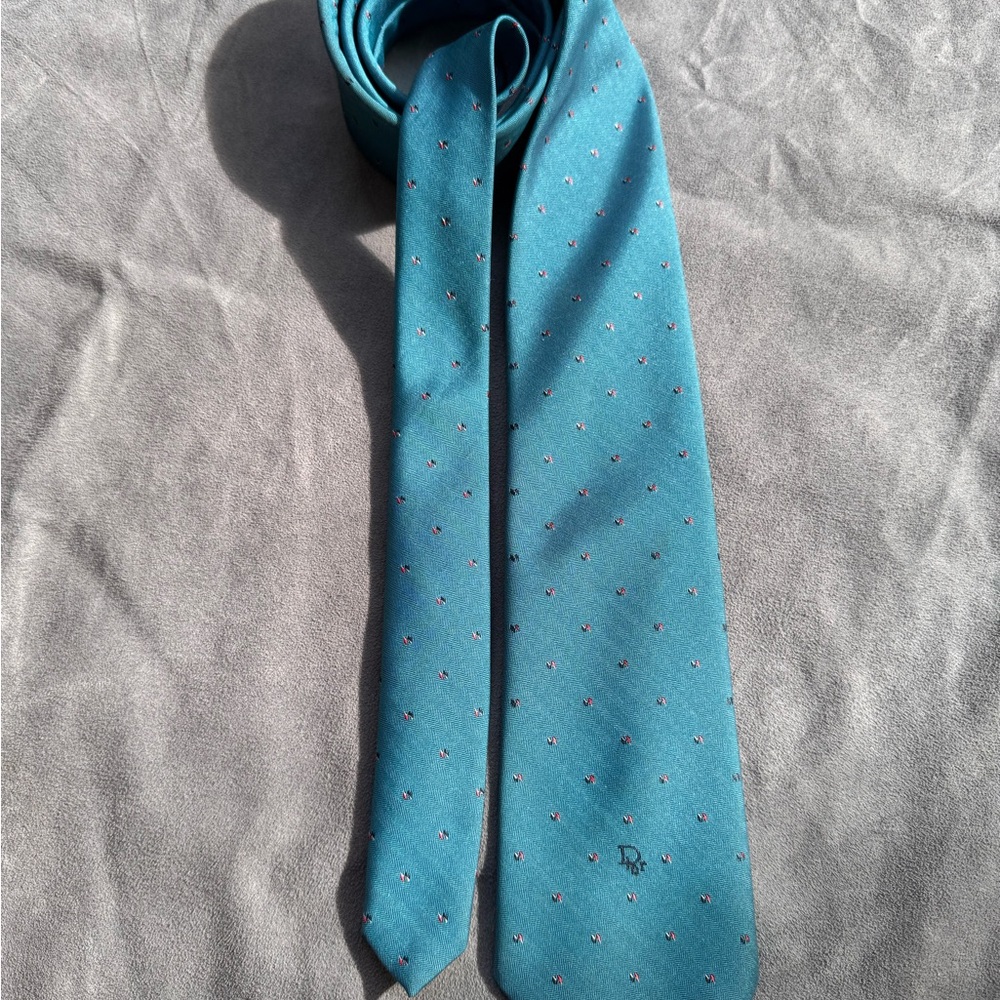 Dior Teal and Pink Dotted Men's Tie